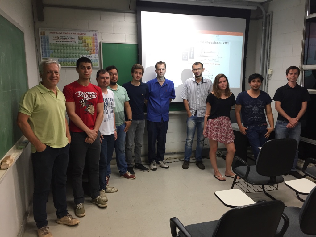 What a wonderful group meeting, a great talk given by Prof. Bonk. From left to right: Prof. Miguel A. San-Miguel, Lucas, Douglas, Carlos, Heitor, Prof. Fábio Bonk, Andre, Gabriela, Otto, Manoel.