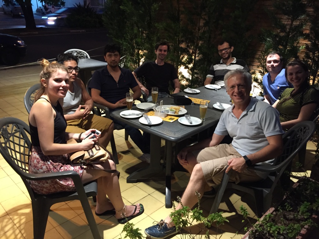 We also get along when it's time to have fun. Clockwise starting at 8 o'clock: Gabriela, Caio (the humble PosDoc friend kidnapped from another group), Otto, Manoel, Andre, Douglas, Ana (she was kidnapped by Douglas' heart, poor girl), Prof. Miguel A. San-Miguel.